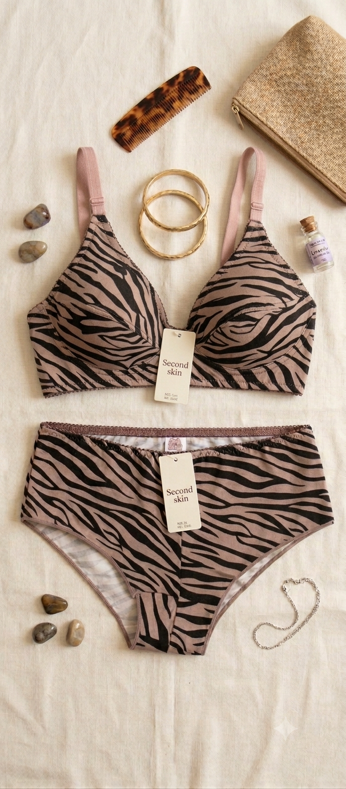Zebra Print Soft Cup Bra Set