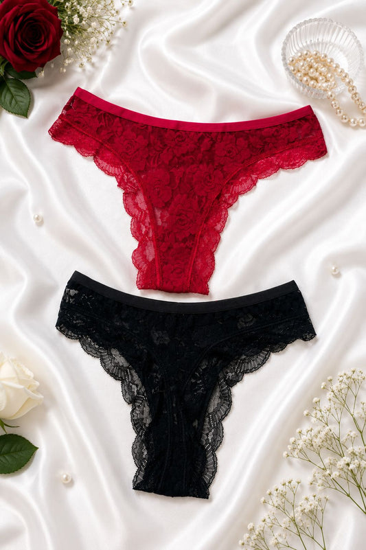 Pack Of Two Heart Strap Jersey Bikini Panty for Women